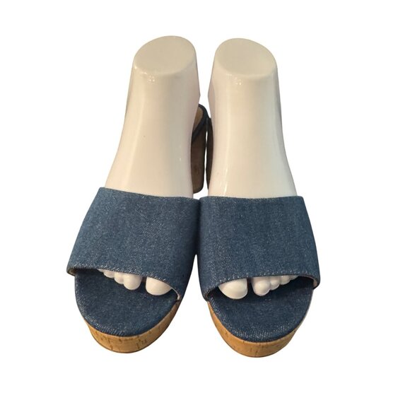 Veronica Beard Dali Platform Blue Denim Block Heel Sandal, Size 9.5 WORN ONCE - Picture 4 of 8